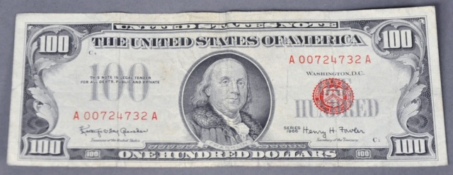 Appraisal: Red Seal United States NoteVG-F Multiple fold lines