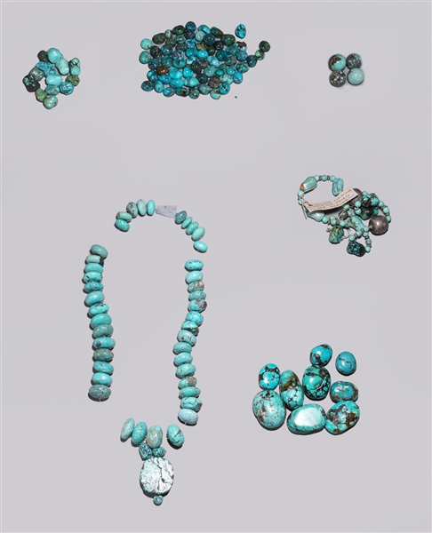 Appraisal: Large of various turquoise beads and nuggets the largest measuring