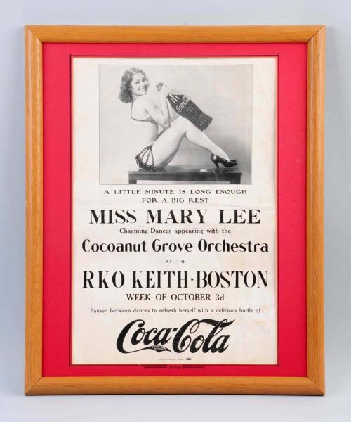 Appraisal: Circa Coca - Cola RKO Paper Poster Features miss Mary