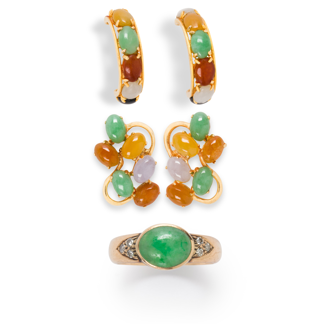 Appraisal: A GROUP OF MULTI-COLOR HARDSTONE AND FOURTEEN KARAT GOLD JEWELRY