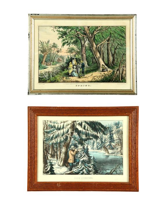 Appraisal: TWO CURRIER IVES PRINTS Handcolored lithographs on paper Small folio