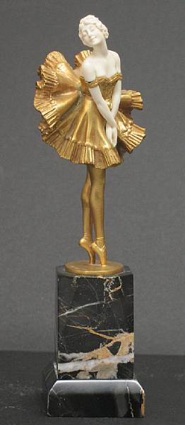 Appraisal: A German gilt bronze and ivory ballerina P Phillippe wk