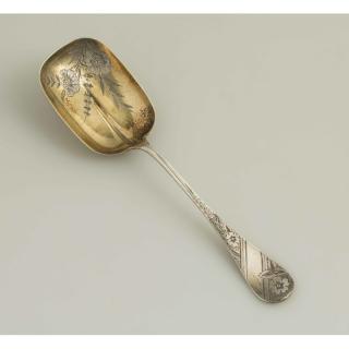 Appraisal: Wood Hughes Aesthestic movement gilt wash sterling sugar spoon by