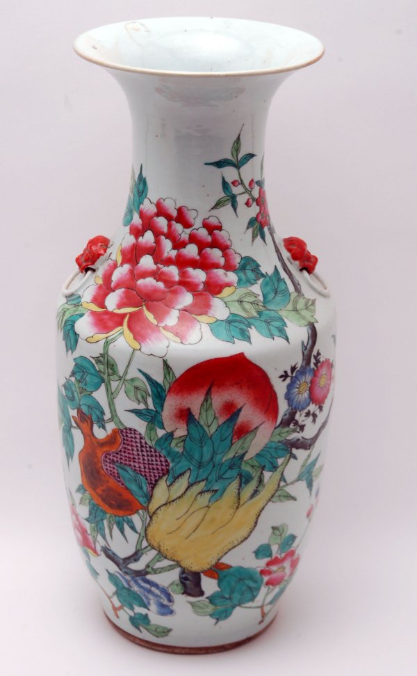 Appraisal: Large Chinese vase c - Baluster form with handpainted enameling