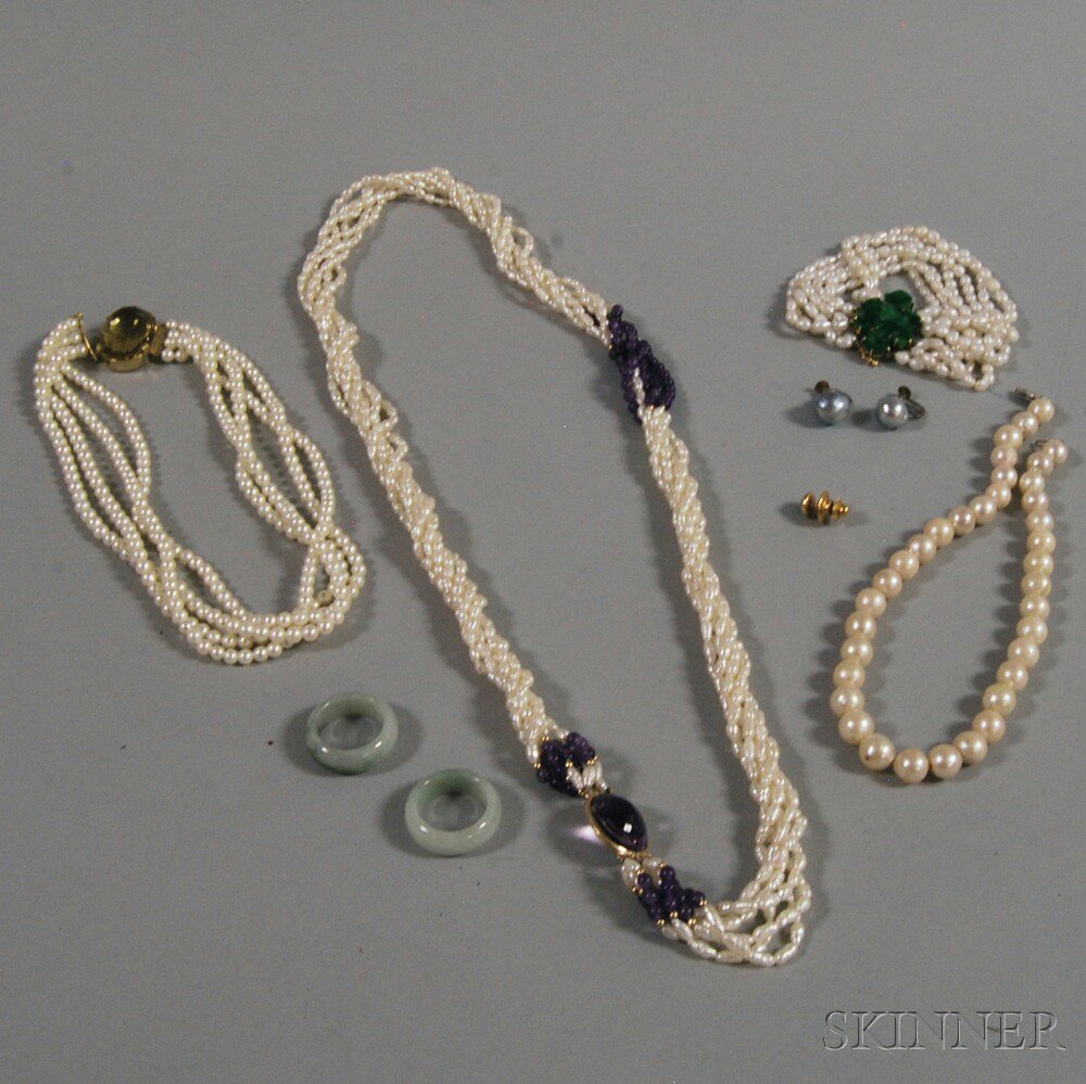 Appraisal: Assorted Group of Pearl and Gemstone Jewelry including a large