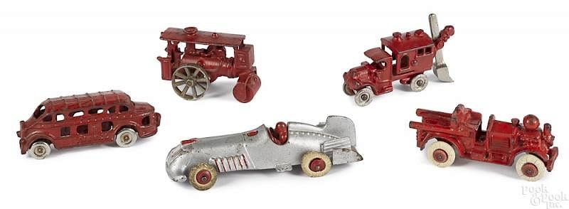 Appraisal: Five Hubley small cast iron vehicles Five Hubley small cast