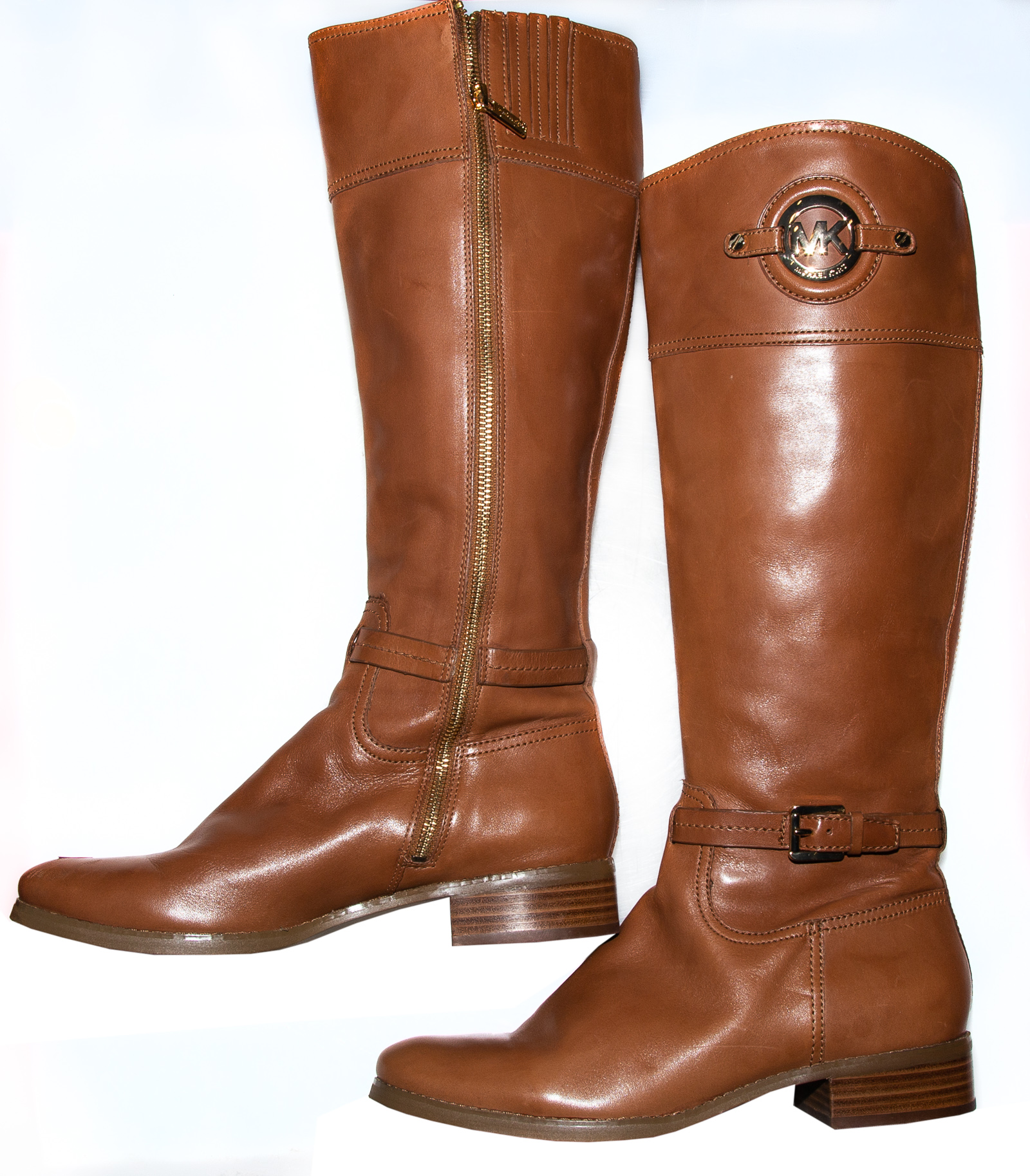 Appraisal: PAIR MICHAEL KORS BROWN LEATHER BOOTS size