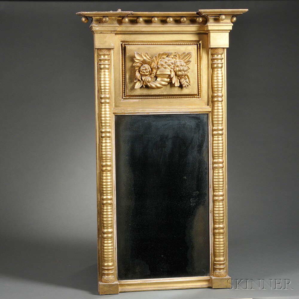 Appraisal: Federal Gilt-gesso Mirror probably Massachusetts c the panel with relief