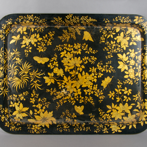 Appraisal: A Black Lacquer Tray th th Century having allover foliate