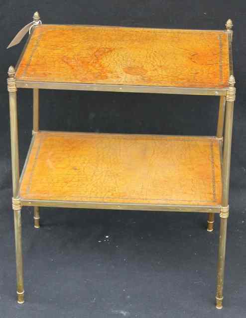 Appraisal: A BRASS TWO TIER OCCASIONAL TABLE of rectangular form with