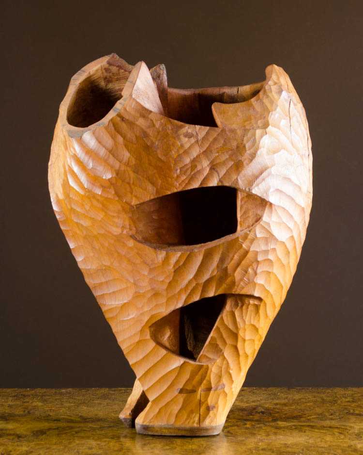 Appraisal: LEE IMONEN CARVED WOOD SCULPTURE Oregon born Bivalve vessel Signed