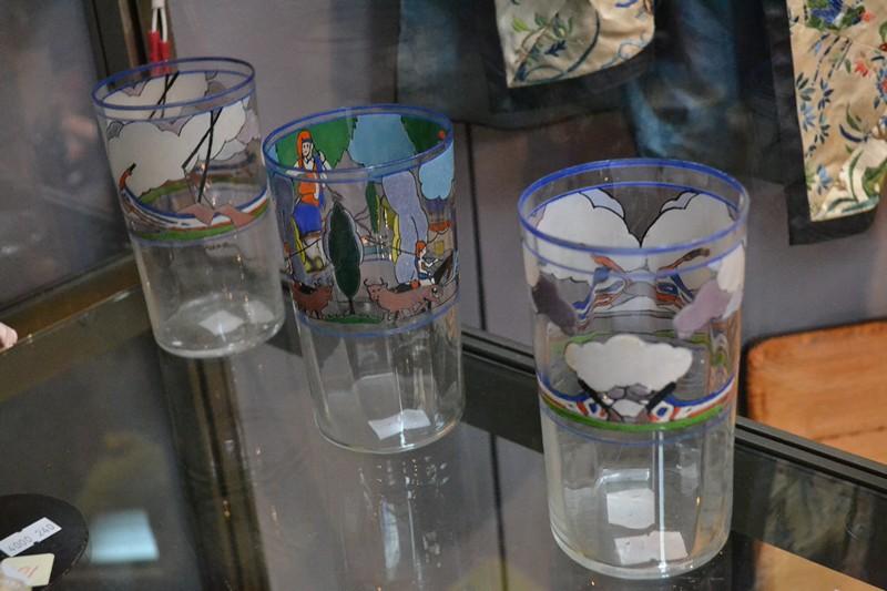 Appraisal: THREE ART DECO ENAMELLED TUMBLERS ALL SIGNED