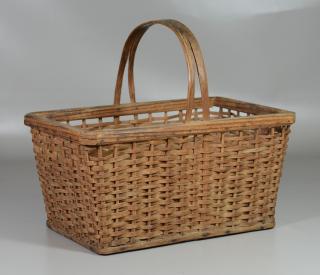 Appraisal: Wood and Splint Basket with a Split Handle l x