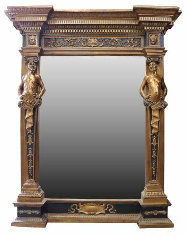 Appraisal: Monumental Renaissance style parcel gilt wall mirror late th c