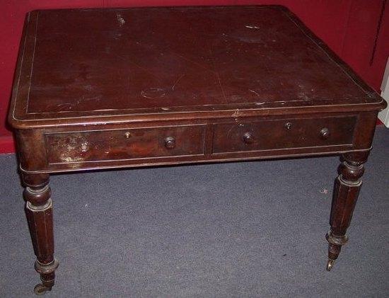 Appraisal: A partner's Victorian mahogany writing table raised on octagonal legs