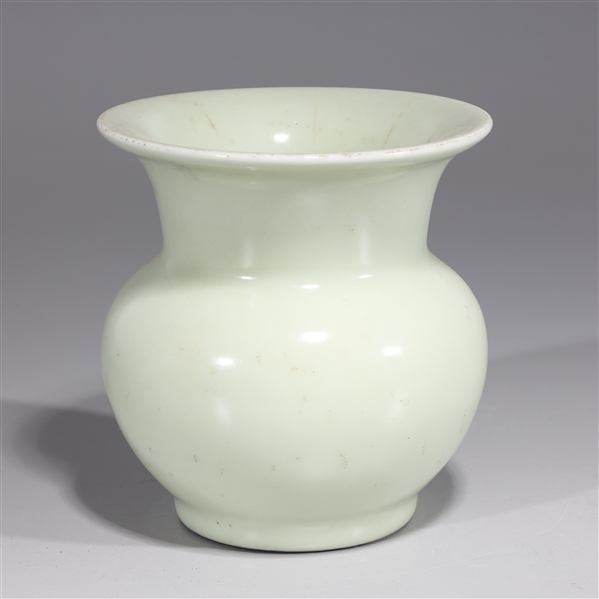 Appraisal: Chinese celadon glazed porcelain vase with faired rim squatty body