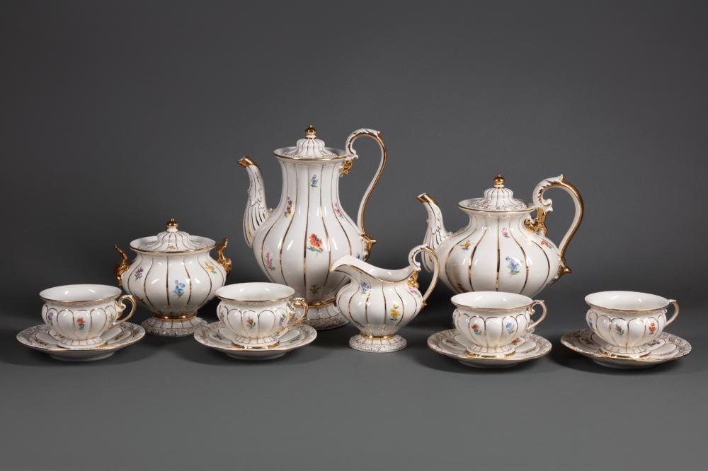 Appraisal: Meissen Polychrome and Gilt Porcelain Coffee and Tea Service th