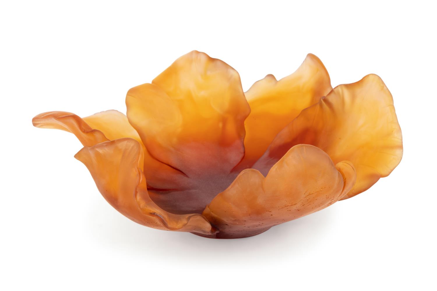 Appraisal: DAUM PATE DE VERRE AMBER LOTUS FLOWER BOWL Daum France