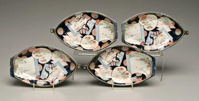 Appraisal: Four Japanese Imari serving pieces boat forms interiors with shaped