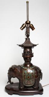 Appraisal: Asian Champleve Bronze Elephant Chinese or Japanese the incense burner