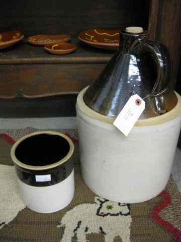 Appraisal: Stoneware Items '' jug and '' crock brown white