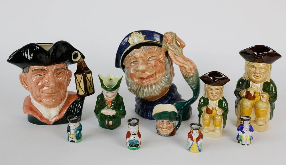 Appraisal: Collection of Vintage Staffordshire Toby Jugs Collection of Vintage Staffordshire