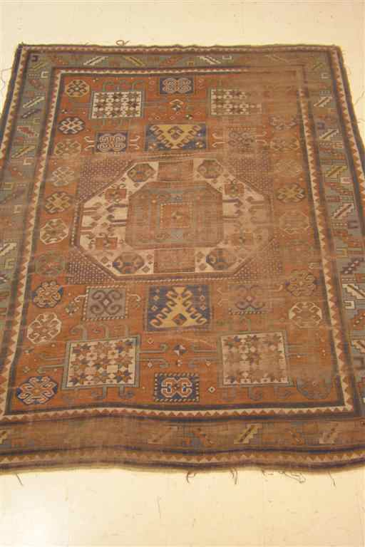 Appraisal: CAUCASIAN KAZAK RUG red green blue approx ' '' x