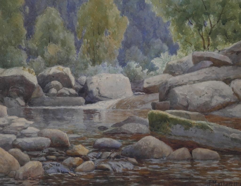 Appraisal: Watercolor painting by John Mather Australian - showing a rocky