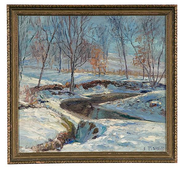 Appraisal: WINTER LANDSCAPE BY D FISHER OIL ON CANVAS D Fisher