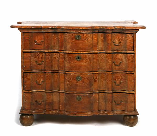 Appraisal: A Dutch Baroque serpentine chest of drawers height in depth