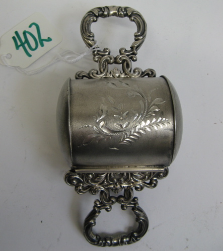 Appraisal: VICTORIAN SILVER PLATED CASED RAZOR STRAP having ornate handles and