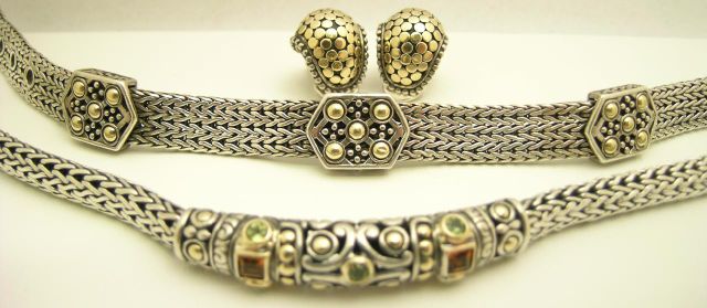 Appraisal: Three pieces of John Hardy K and Sterling Silver Jewelry