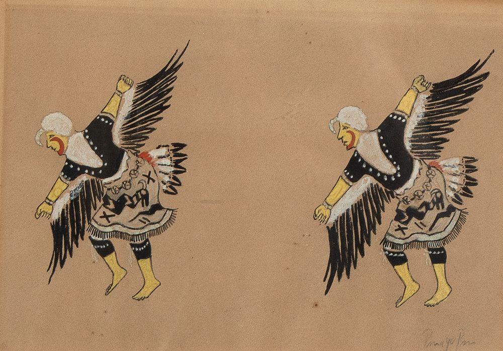 Appraisal: Thomas Vigil Pan Yo Pin Untitled Two Eagle Dancers Thomas