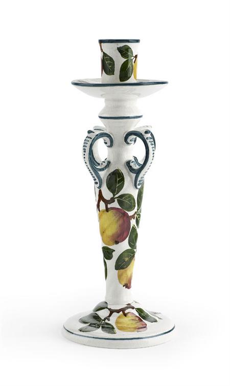 Appraisal: WEMYSS TALL KINTORE CANDLESTICK CIRCA decorated with apples impressed mark