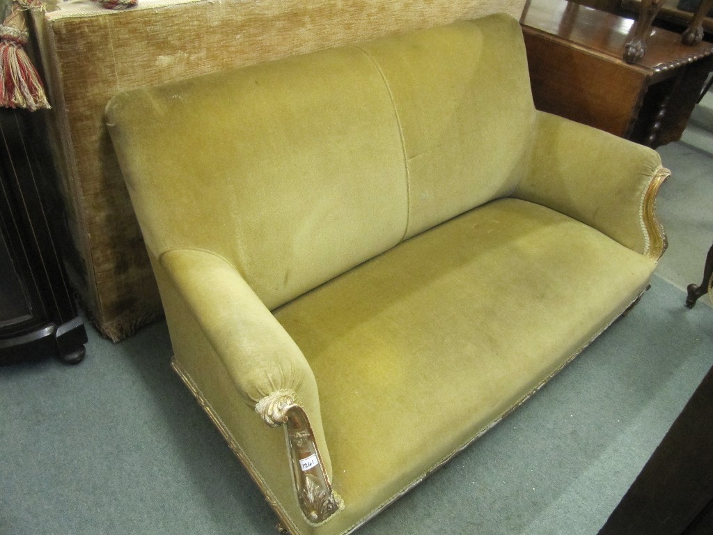 Appraisal: Floral upholstered settee and a gilt wood velour upholstered settee