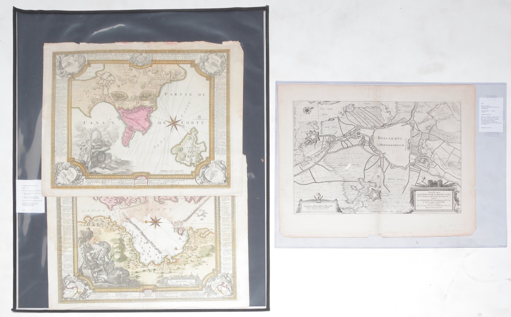 Appraisal: THREE EUROPEAN ENGRAVED MAPS Mid th century Two hand colored