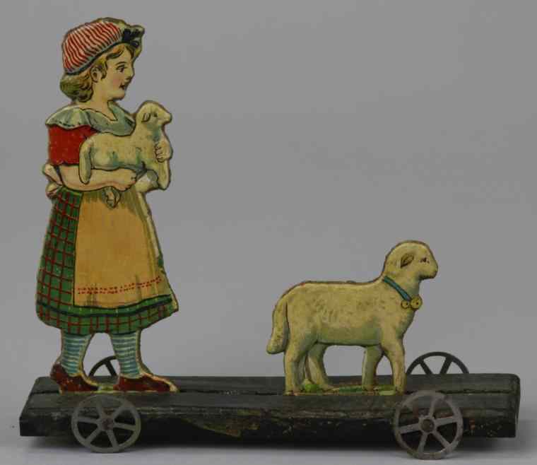 Appraisal: MARY HAD A LITTLE LAMB PLATFORM PULL TOY Germany lithographed