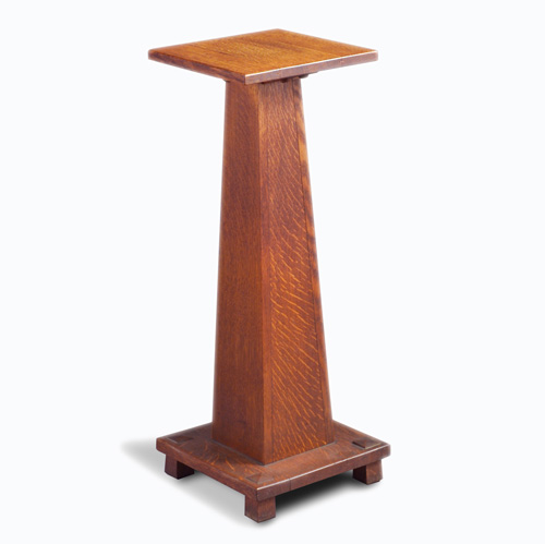 Appraisal: STICKLEY BROTHERS Pedestal plant stand with tapering column supported by