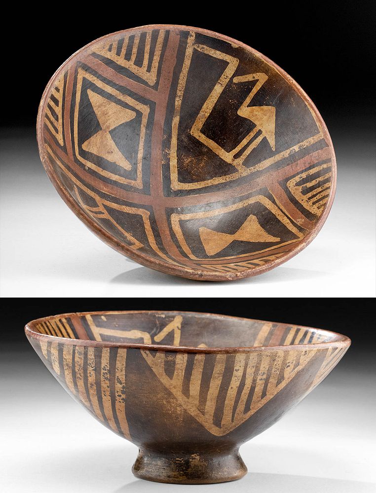 Appraisal: Narino Polychrome Bowl w Crane Motif Pre-Columbian Colombia to Ecuador