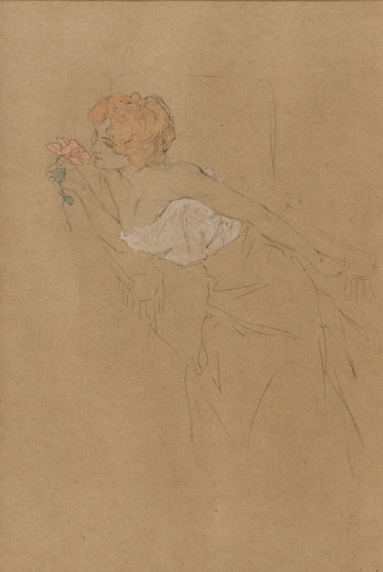 Appraisal: RAPHAEL KIRCHNER - 'Study for the Rose' pencil and watercolour