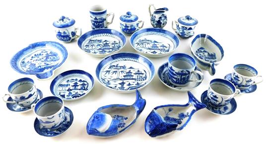 Appraisal: ASIAN Chinese blue and white export th C twenty-three pieces