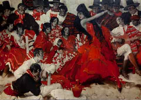 Appraisal: WALT LOUDERBACK AMERICAN - FLAMENCO - RED Oil on canvas