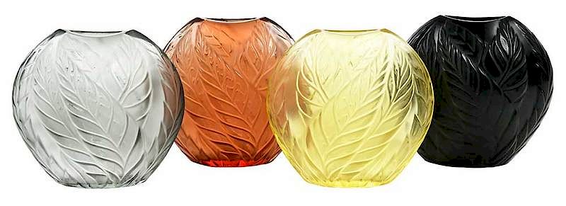 Appraisal: Four Lalique Glass Filicaria Pillow Vases all engraved with Lalique