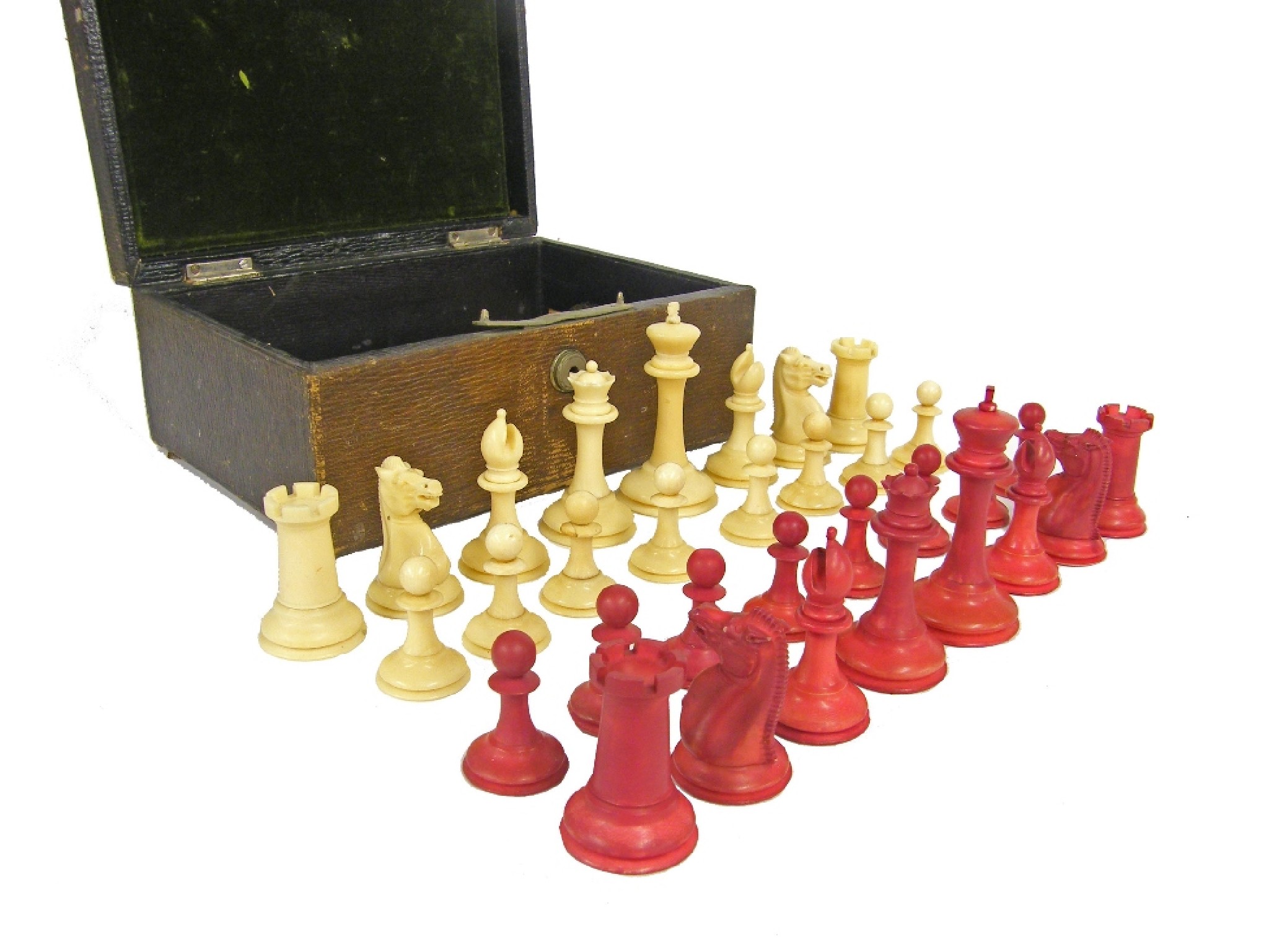 Appraisal: Jaques Staunton ivory chess set the king stamped 'Jaques London'