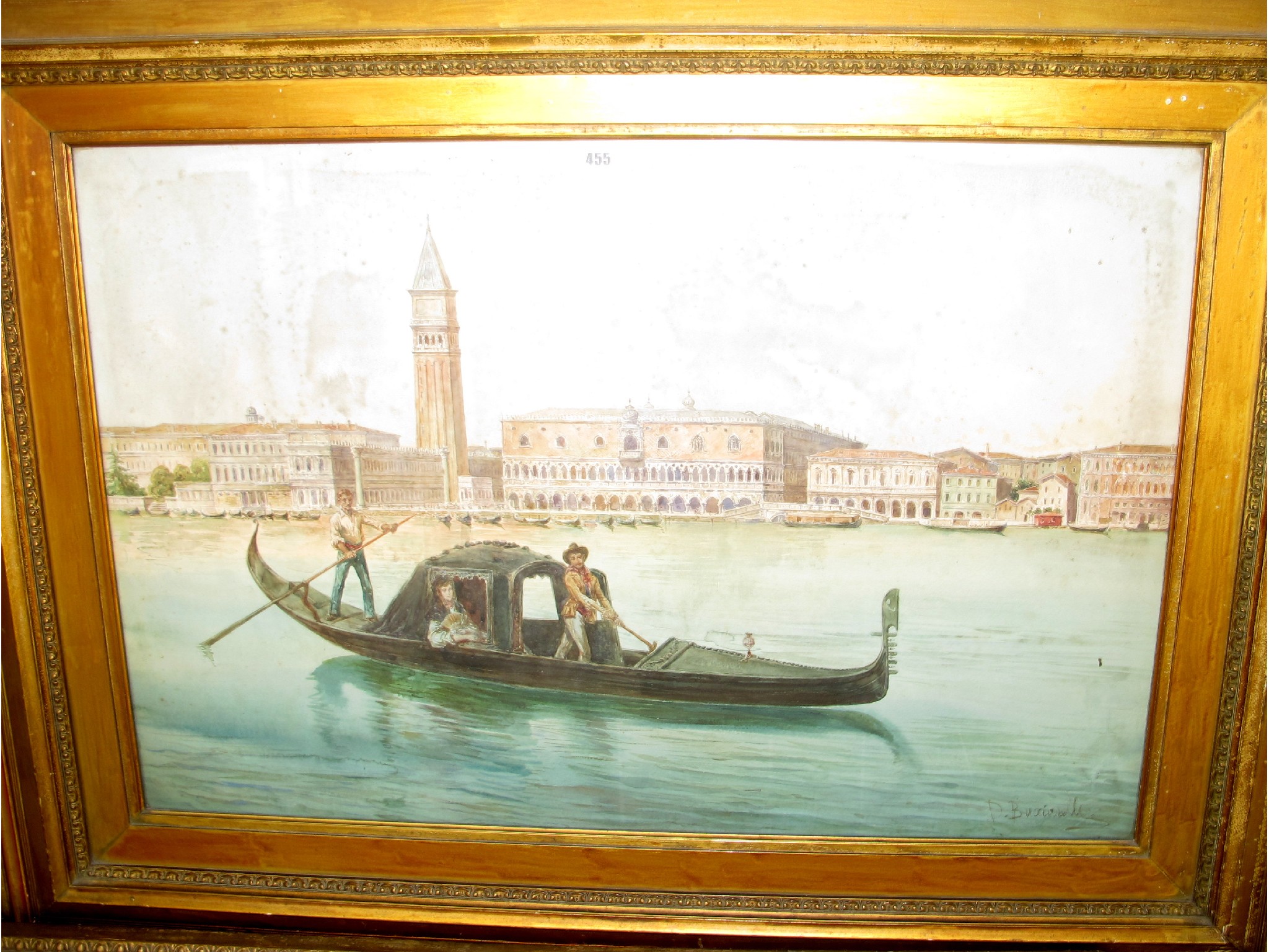 Appraisal: P BUCCIARELLI Figures in a gondola Venice signed watercolour