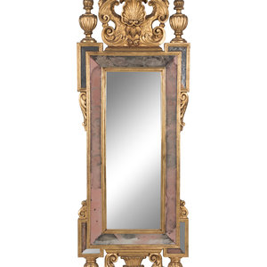 Appraisal: An Italian Baroque Style Giltwood Mirror First Half th Century