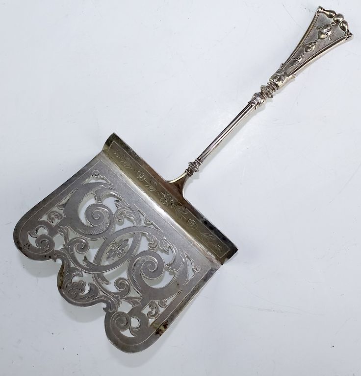 Appraisal: Koch Bergfeld Silver Hooded Asparagus Server Koch Bergfeld fine silver