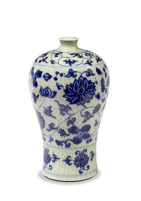 Appraisal: A Chinese blue and white huashi Meiping vase th Centurydecorated