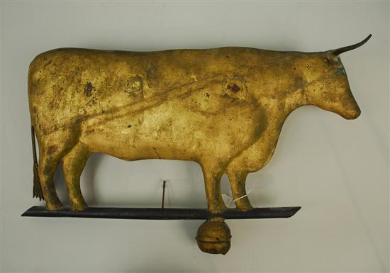 Appraisal: AMERICAN GILT COPPER BULL FORM WEATHERVANE th century length inches