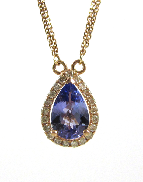 Appraisal: TANZANITE AND FOURTEEN KARAT ROSE GOLD NECKLACE measuring inches in